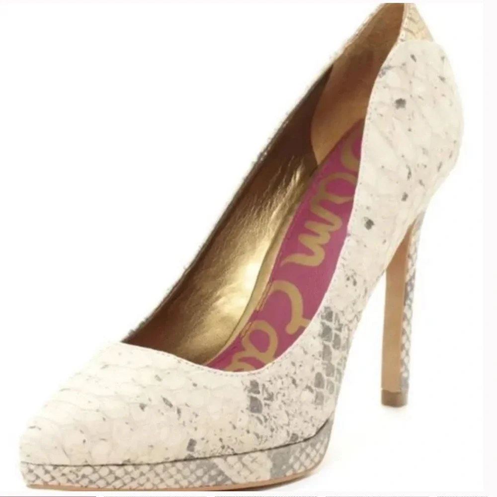 Sam Edelman Celia Snakeskin Pointed Toe High Heeled Stilettos Size 8